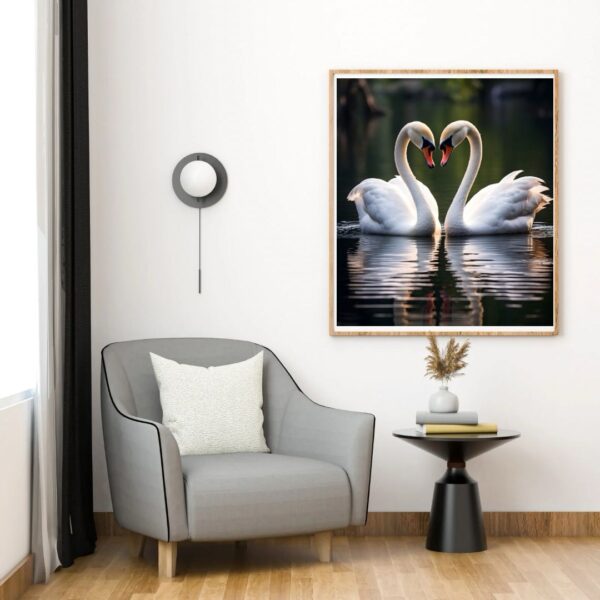 Quadro Decorativo Cisnes do Amor – Elegância e Romance